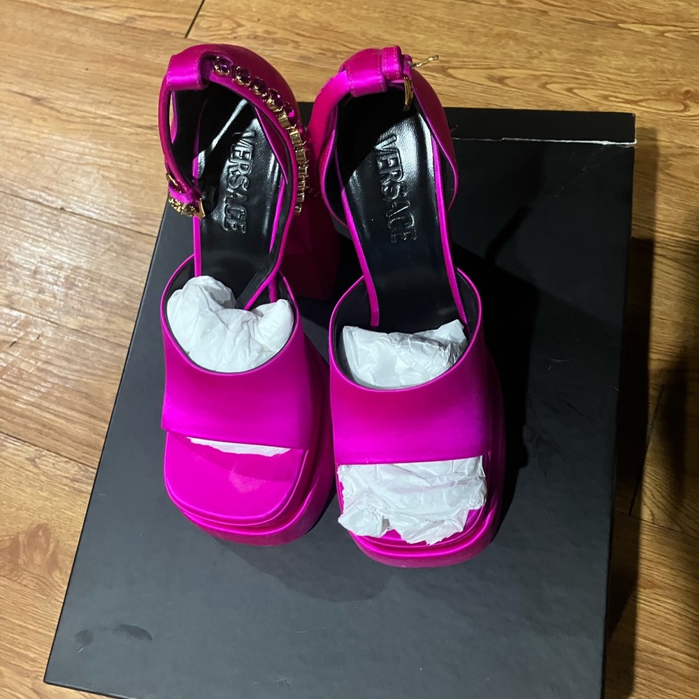 Versace Vibrant Pink Platform Sandals